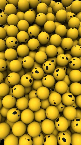 編集ショット すごい顔を持つ黄色の絵文字ボールの3Dレンダリング 人気のソーシャルネットワークFacebookのアイコンは 驚きを意味します ウェブコンテンツの人気アイコン 縦の背景 — ストック写真