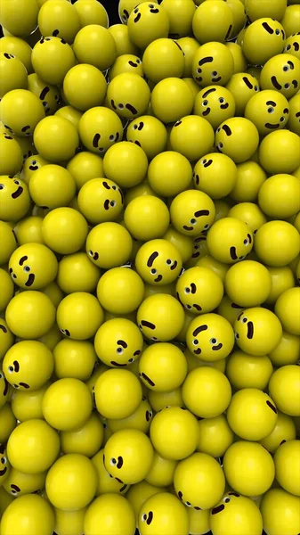 Editorial Shot Rendering Yellow Emoji Balls Surprised Face Icons Popular — Stock Photo, Image