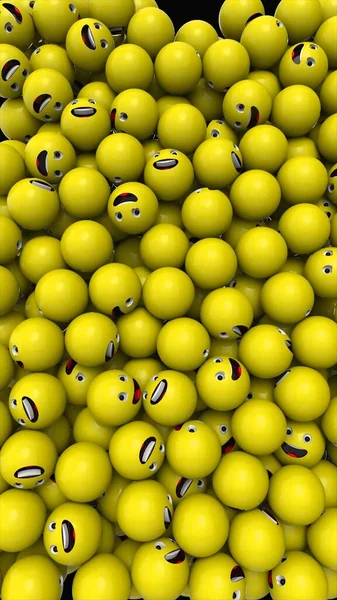 Tiro Editorial Representación Bolas Emoji Amarillas Con Cara Feliz Iconos —  Fotos de Stock