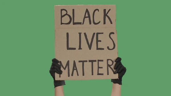 장갑을 미지의 사람의 포스터 Black Lives Matter 올린다 Racism 경찰의 — 스톡 사진