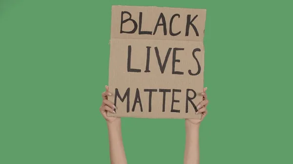 Svarta Lever Matter Protestera Textmeddelande Skylt Kartong Stoppa Rasismen Polisvåld — Stockfoto