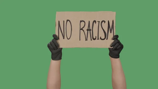 Racism Protest Text Message Cardboard Stop Racism Police Violence Banner — Stock Photo, Image