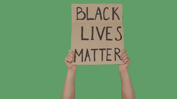 Black Lives Matter Protest Text Message Sign Cardboard Stop Racism — Stock Photo, Image