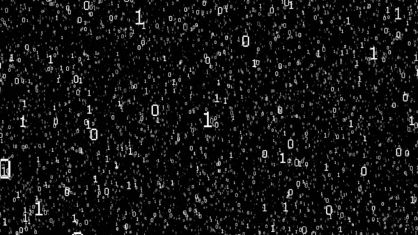隔離された黒の背景にデジタル技術バイナリコード ビッグデータ距離の粒子 デジタルバイナリデータと予測をインテリジェンス技術にレンダリングする — ストック写真