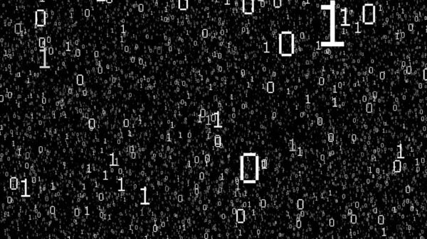 隔離された黒の背景にデジタル技術バイナリコード ビッグデータ距離の粒子 デジタルバイナリデータと予測をインテリジェンス技術にレンダリングする — ストック写真