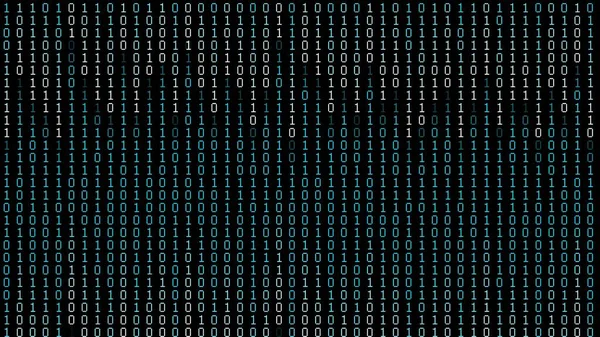行列スタイルの垂直バイナリコード 黒を背景に白と青の数字 列デジタル記号のバイナリコード ゼロと1つの数のシーケンスによって構成されます 安全なデータコンセプト — ストック写真