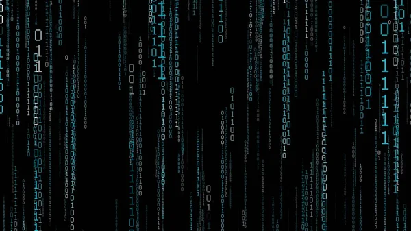 デジタルバイナリデータ ストリーミングコードの背景 マトリックスの背景 プログラミング コーディング ハッカーの概念 青いデジタル落下線 抽象的な背景 バイナリチェーンを持つサイバースペース 暗号空間 — ストック写真