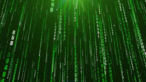デジタルバイナリデータ ストリーミングコードの背景 マトリックスの背景 プログラミング コーディング ハッカーの概念 緑のデジタル落下線 抽象的な背景 バイナリチェーンを持つサイバースペース 暗号空間 — ストック写真