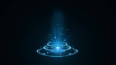 Mavi hologram HUD daire arayüzleri. Dijital veri ağı koruması, gelecekteki teknoloji ağı kavramı. Her türlü yüksek teknoloji, bilim, teknoloji ya da fütürist konsept için mükemmel.