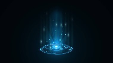 Mavi hologram HUD daire arayüzleri. Dijital veri ağı koruması, gelecekteki teknoloji ağı kavramı. Her türlü yüksek teknoloji, bilim, teknoloji ya da fütürist konsept için mükemmel.