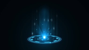 Mavi hologram HUD daire arayüzleri. Dijital veri ağı koruması, gelecekteki teknoloji ağı kavramı. Her türlü yüksek teknoloji, bilim, teknoloji ya da fütürist konsept için mükemmel.