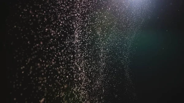 Partículas Polvo Natural Flotando Sobre Fondo Negro Con Luz Partículas — Foto de Stock