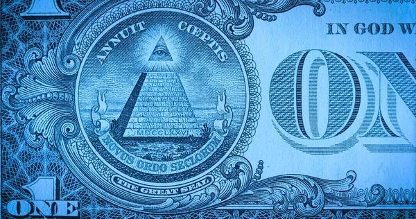 One Dollar Paper Banknote Blue Soft Light Macro Shot Part — Stock Photo, Image