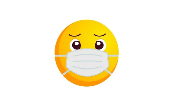 Δυσάρεστο Κίτρινο Emoji Ιατρική Μάσκα Λευκό Φόντο Αρνητικά Συναισθήματα Έννοια — Φωτογραφία Αρχείου