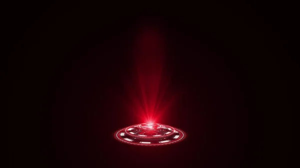 Rendering Red Hologram Emitting Rays Light Futuristic Sci Interface Glow — Stock Photo, Image