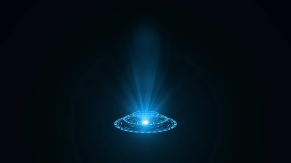 Rendering Blue Hologram Emitting Rays Light Futuristic Sci Interface Glow — Stock Photo, Image