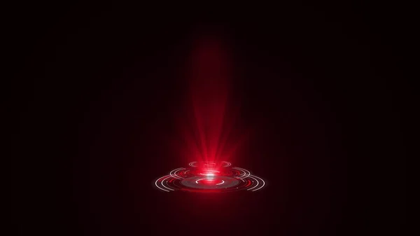 Renderelés Piros Kerek Hologram Kibocsátó Fénysugarak Futurisztikus Sci Interfész Ragyogó — Stock Fotó