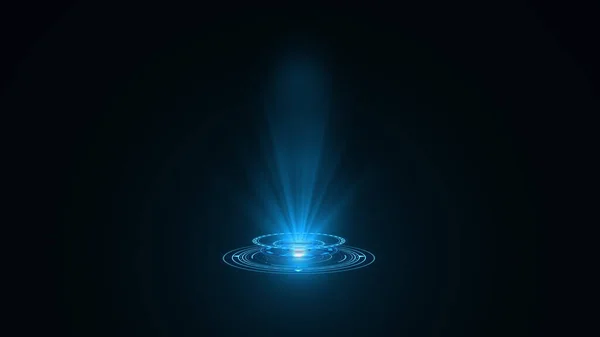 Vykreslování Modré Kulaté Hologramy Vyzařující Paprsky Světla Futuristické Rozhraní Sci — Stock fotografie