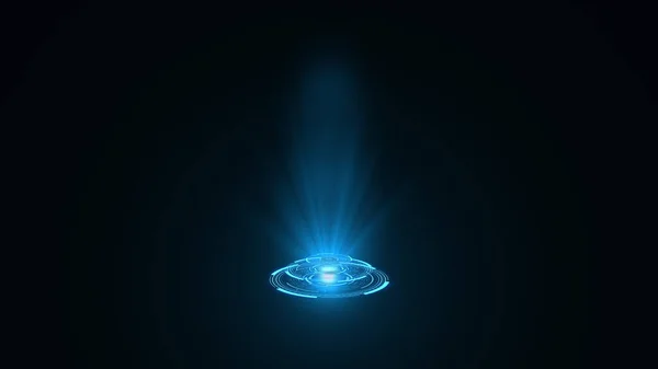 Vykreslování Modré Kulaté Hologramy Vyzařující Paprsky Světla Futuristické Rozhraní Sci — Stock fotografie