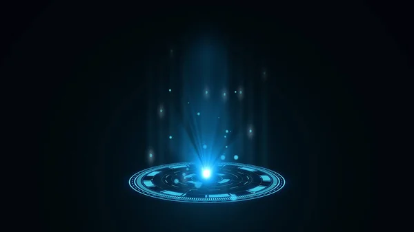Kék Hologram Hud Kör Interfészek Digitális Adathálózat Védelem Jövőbeli Technológiai — Stock Fotó