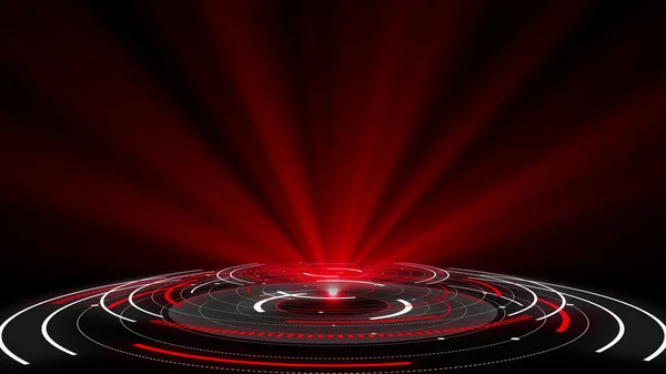 Hologram Afgerond Hud Ontwerp Digitale Technologie Concept Rode Kleuren Radiaal — Stockfoto