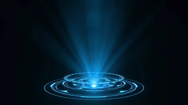 Hud Daire Arayüzleri Merhaba Teknoloji Fütüristik Ekran Mavi Hologram Düğmesi — Stok fotoğraf