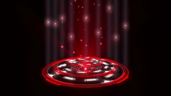 Rounded Red Hologram Hud Design Digital Technology Concept Radial Graph — Stock Photo, Image