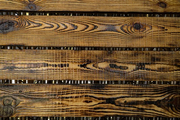 Struktura Dřevěných Horizontálních Desek Texturou Uzlů Lakovaná Zrající Dřevěná Prkna — Stock fotografie