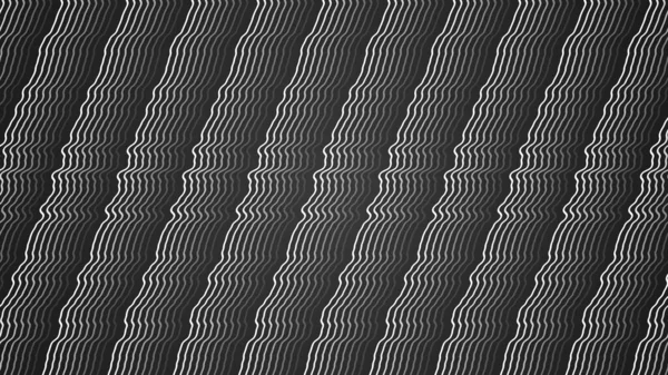 黒と白の曲線の波線が黒の背景に斜めに配置されます ホワイトノイズパターングリッチ スクリーンセーバー 壁紙やプレゼンテーションのための幾何学的背景のコンピュータグラフィックス — ストック写真