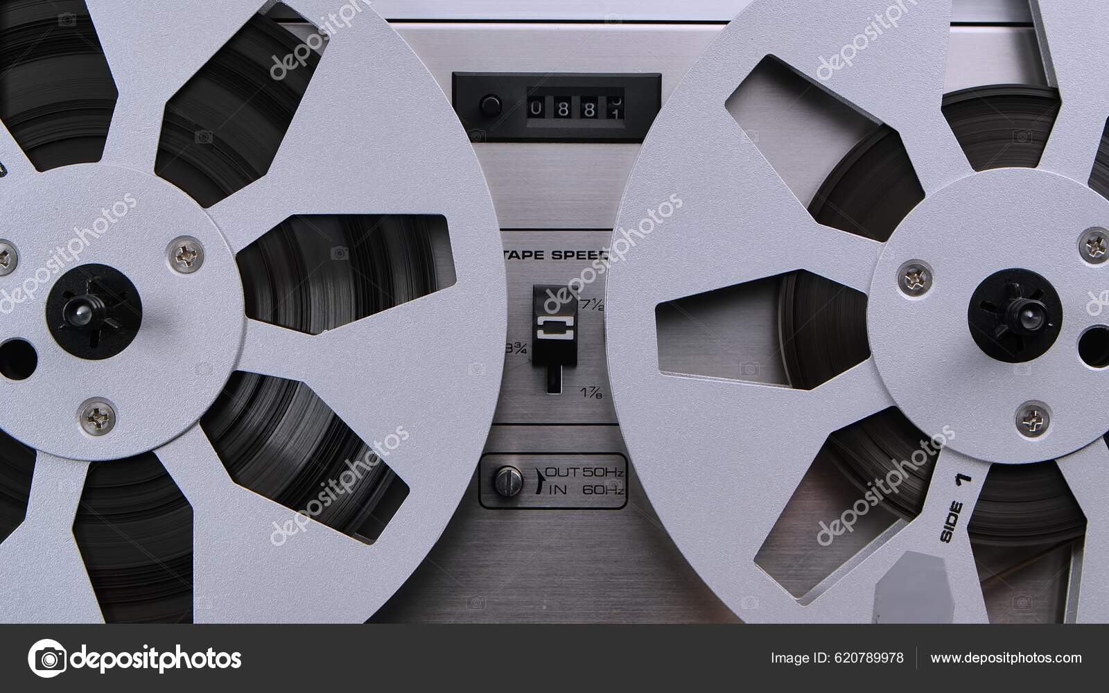 Black Reel Reel Tape Recorder Rotating Retro Tape Vintage Music