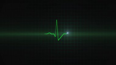 3D yeşil EKG ikon frekansını kardiyak frekansa dönüştür. Kalp atışı kardiyogramı kardiyograf monitöründe. Nabız, kalp atışı, hastanede muayene. Sağlık, sağlık, ambulans kavramı