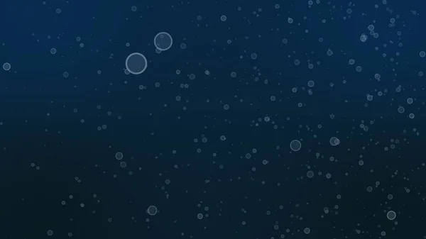 水中に浮かぶ様々な大きさの気泡 酸素の泡が深く青い水の海の背景 青い液体中の気泡の3Dレンダリング — ストック写真