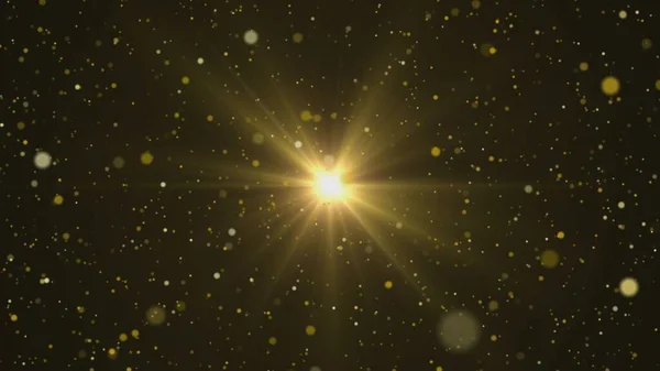 Işıl Işıl Altın Tozların Arka Planında Siyah Arka Planda Işık — Stok fotoğraf