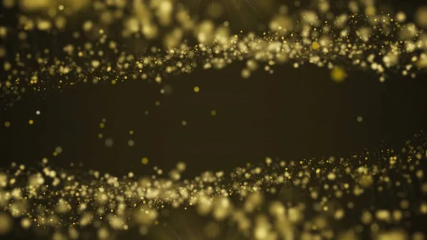 Dalga Altın Tozu Siyah Arka Planda Işıldayan Altın Tozların Arka — Stok fotoğraf