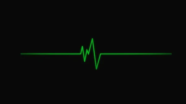 脈を記録する心臓グラフ上のハートビート周波数の3Dレンダリング 黒の孤立した背景に緑のEkgアイコン波 Ecg 心臓学の概念 — ストック写真
