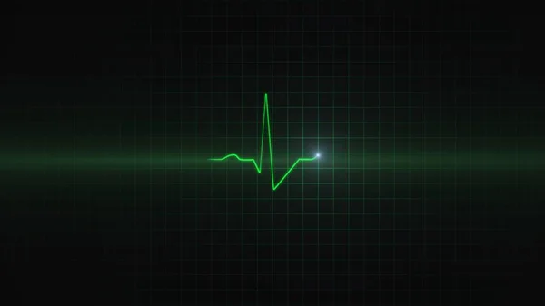 Рендеринг Зеленый Экг Иконка Волны Сердечной Частоты Сердечная Кардиограмма Экране — стоковое фото