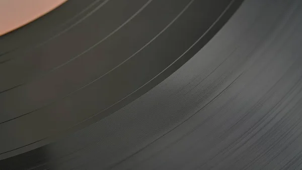 Makró Felvétel Fekete Bakelitlemezről Barázdákkal Egy Régi Gramofon Lemez Vintage — Stock Fotó