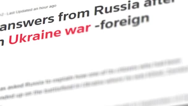 Dnipro Ukraine November 2022 Internationale Schlagzeilen Über Den Krieg Der — Stockvideo