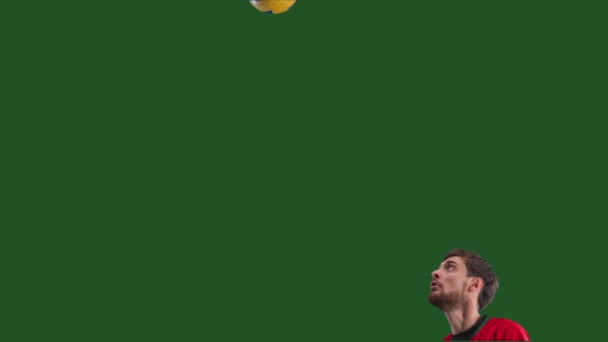 Erkek Voleybol Oyuncusu Zıplıyor Eliyle Topa Vuruyor Rakibine Top Servis — Stok video