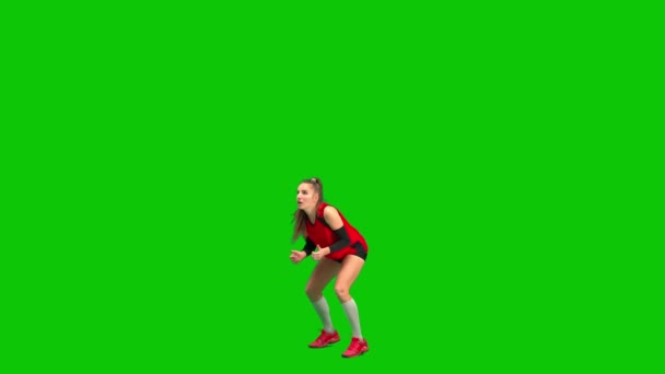 Молодая Женщина Спортивном Волнении Ждет Мяч Подадут Время Игры Волейбол — стоковое видео
