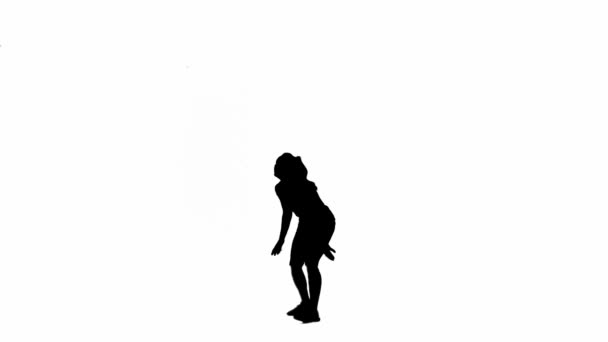 女排队员击球得分的黑色轮廓 排球赛背景为白色孤立 练习击球的技巧 训练击球的技巧 — 图库视频影像