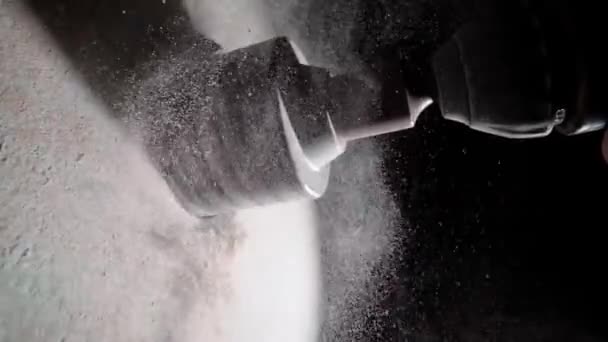 Macro Shot Drilling Hole Socket White Wall Side View Metal — Video