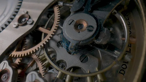 Antique Pocket Watch Internal Mechanism Macro Shot Clockwork Stopped Clock —  Fotos de Stock