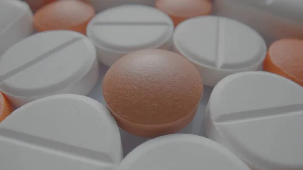 Tıbbi Tablet Haplardan Alınan Örnekler Beyaz Kahverengi Yuvarlak Çeşitli Ilaçlar — Stok fotoğraf