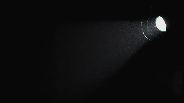 Beam Light Spotlight Illuminates Dark Room Dust Particles Float Sparkle — Stockfoto