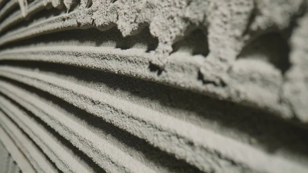 Fresh Concrete Texture Patterns Notched Trowel Macro Shot Grey Surface —  Fotos de Stock
