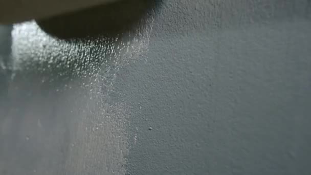 Unrecognizable Person Paints Gray Wall White Paint Using Paint Roller — 图库视频影像