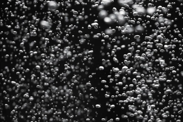 Lots Shiny Air Bubbles Underwater Rising Bottom Illuminated Rays Light — Stock Fotó