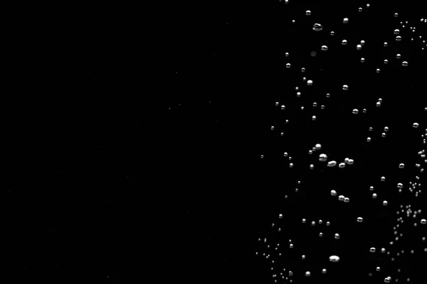 Shiny Air Bubbles Right Side Frame Black Isolated Background Background — ストック写真