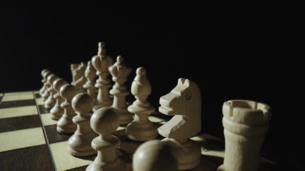 Strategiekonzept Des Schachbrettspiels Stollenbewegung Entlang Der Figuren — Stockvideo